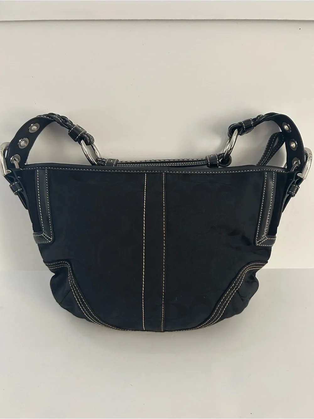 Coach Black Soho/Hampton Signature C Hobo Half Moon Bag Y2K